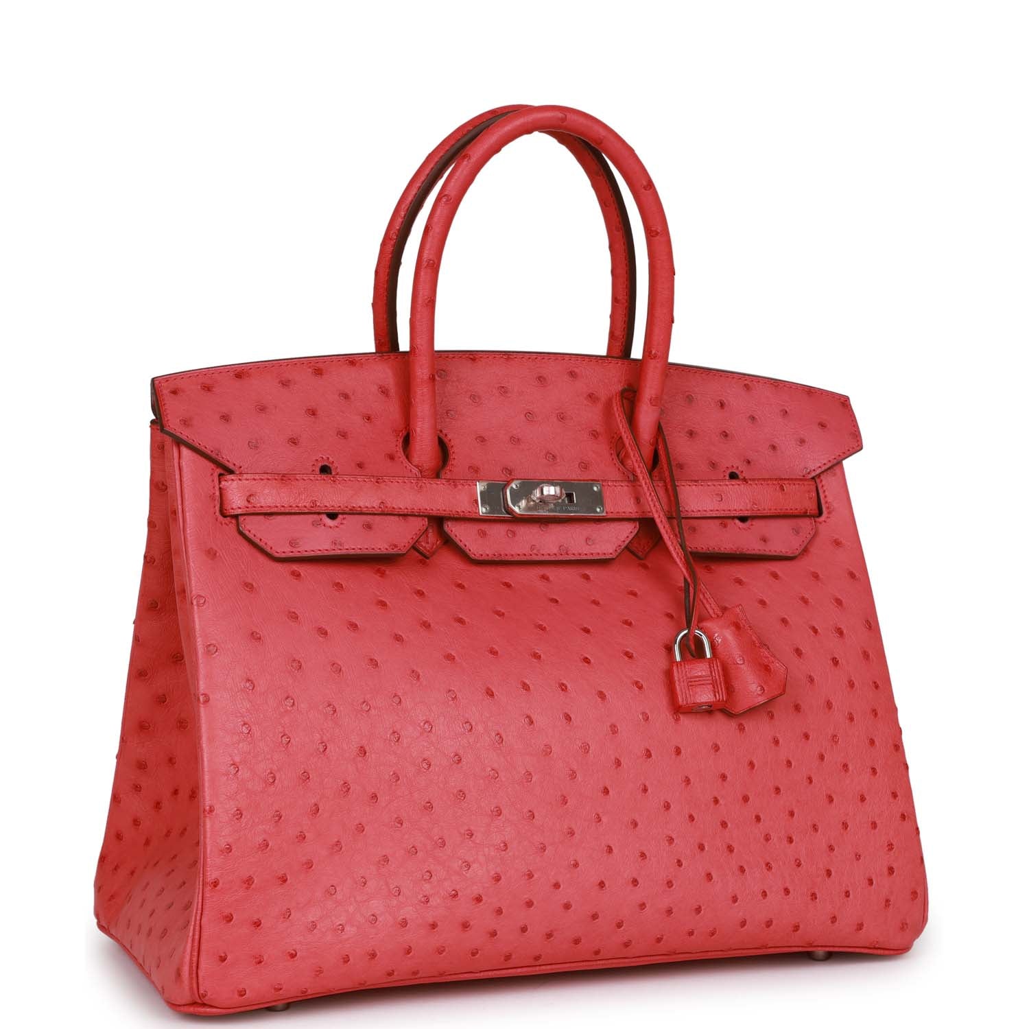 Top Quality HMS Birkin 35 Bougainvillea Ostrich Palladium Hardware