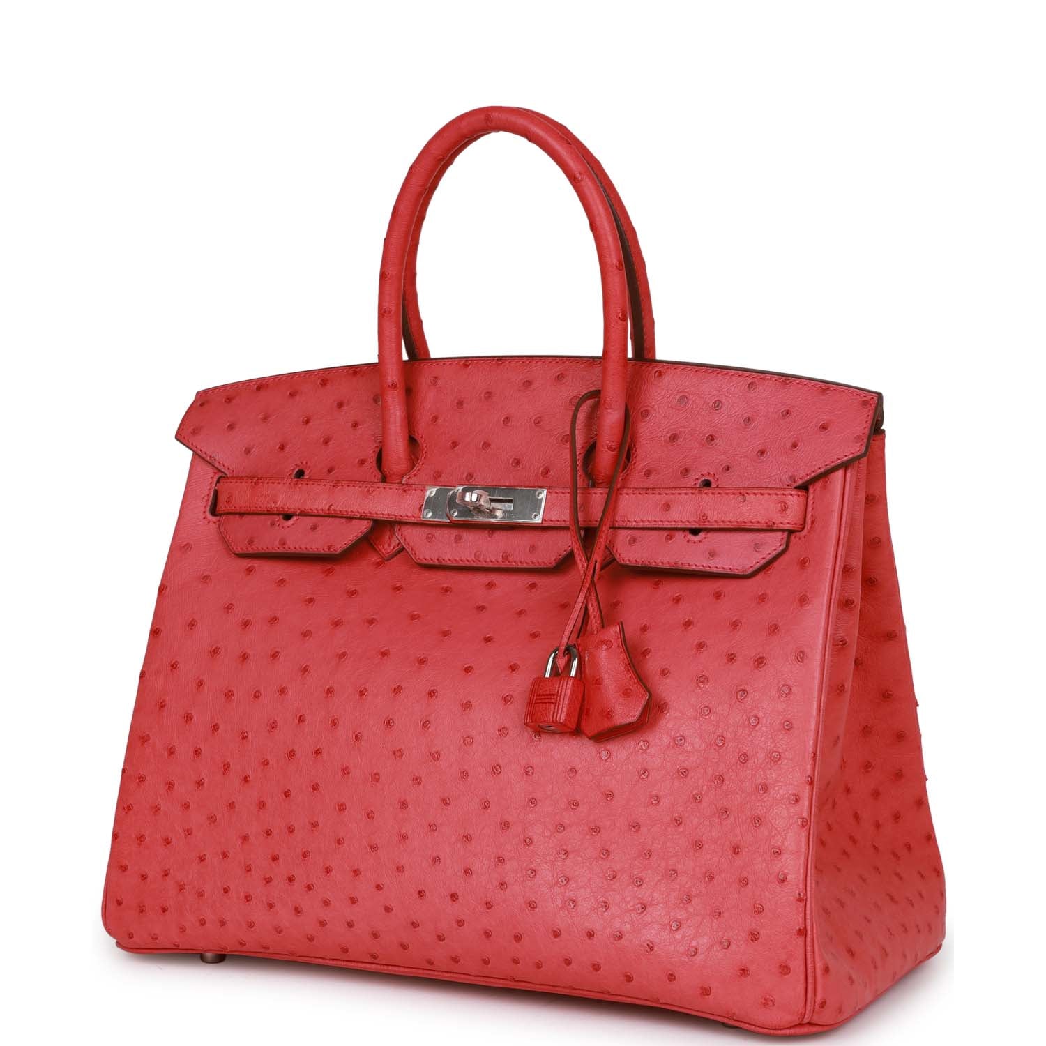 Top Quality HMS Birkin 35 Bougainvillea Ostrich Palladium Hardware