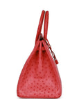 Top Quality HMS Birkin 35 Bougainvillea Ostrich Palladium Hardware