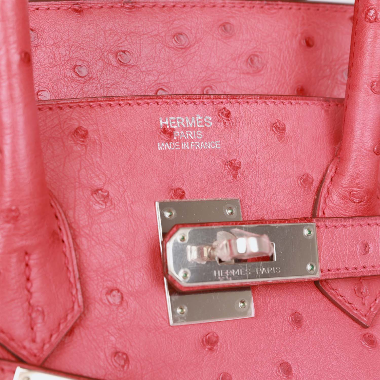 Top Quality HMS Birkin 35 Bougainvillea Ostrich Palladium Hardware
