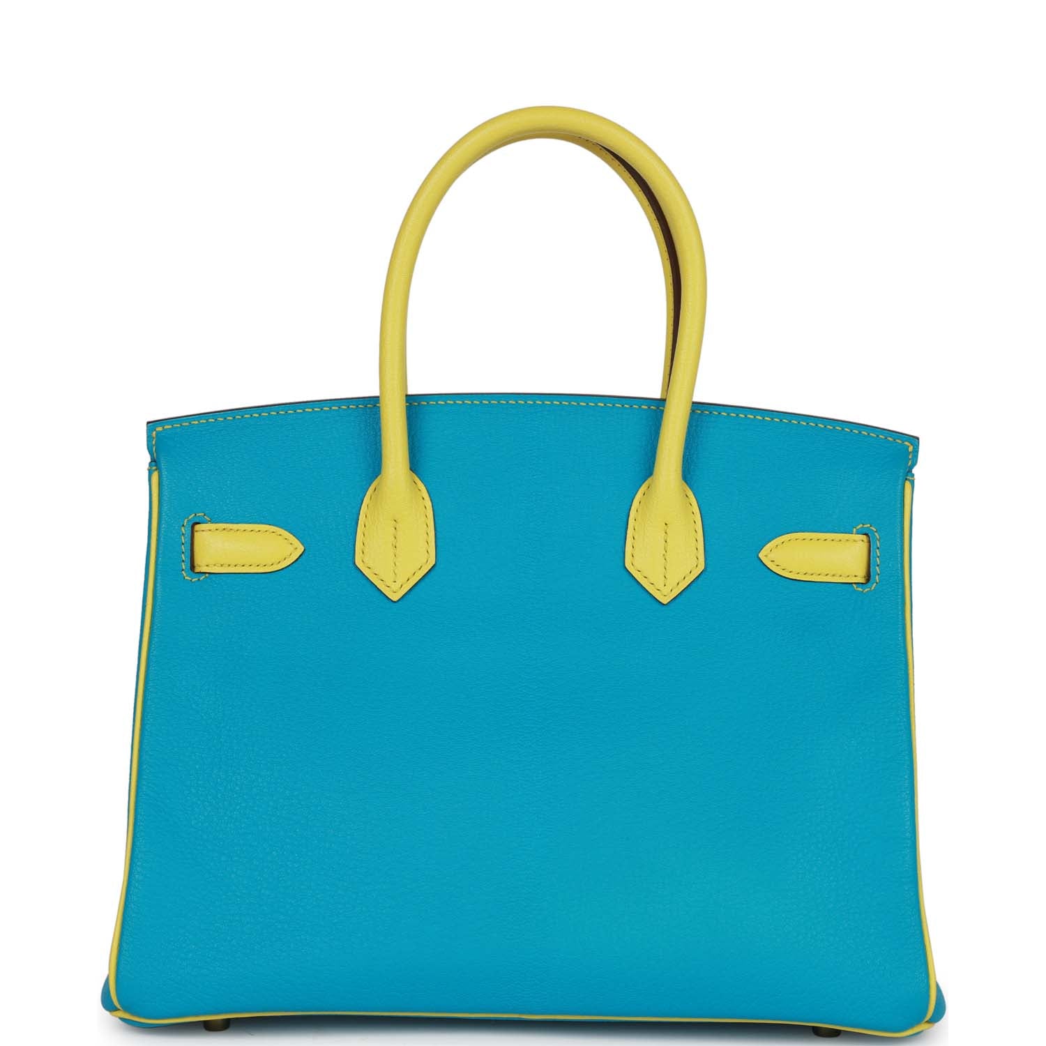 Top Quality HMS Special Order (HSS) Birkin 30 Bleu Turquoise and Lime Chevre Gold Hardware