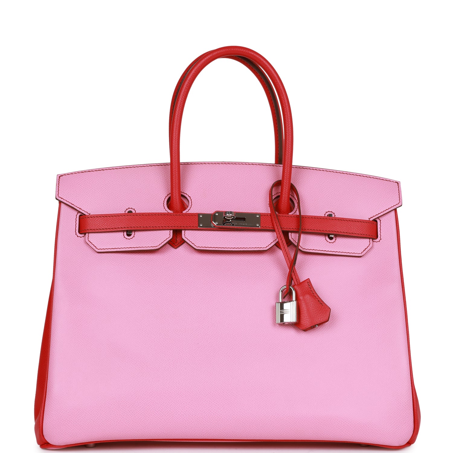 Top Quality HMS Special Order (HSS) Birkin 35 Bubblegum and Bougainvillea Epsom Palladium Hardware