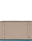 HMS Special Order (HSS) Birkin 35 Tricolor Gris Tourterelle, Bleu Jean, and Bleu de Malte Clemence Palladium Hardware