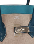 HMS Special Order (HSS) Birkin 35 Tricolor Gris Tourterelle, Bleu Jean, and Bleu de Malte Clemence Palladium Hardware