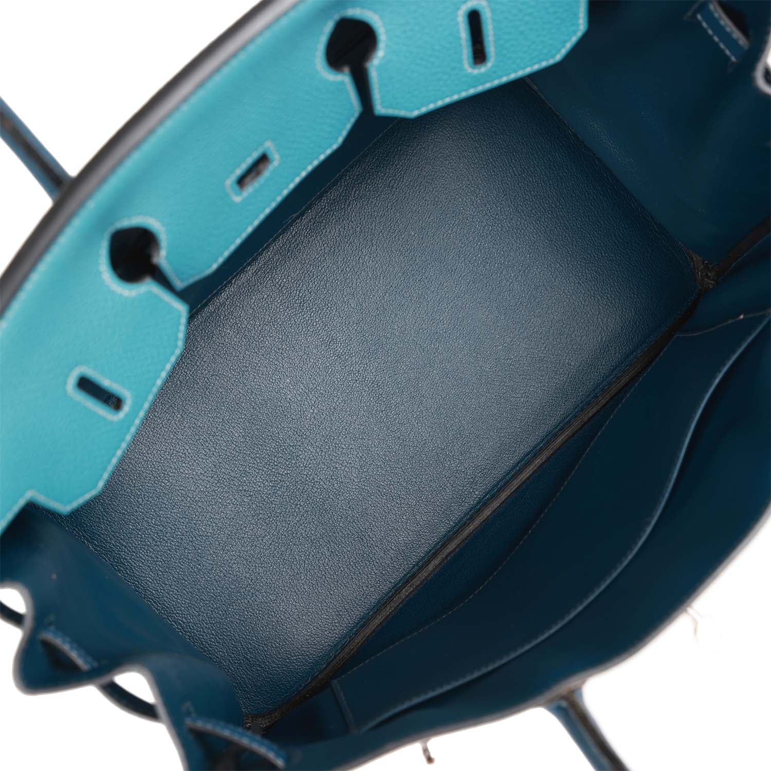 HMS Special Order (HSS) Birkin 35 Tricolor Gris Tourterelle, Bleu Jean, and Bleu de Malte Clemence Palladium Hardware