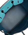 HMS Special Order (HSS) Birkin 35 Tricolor Gris Tourterelle, Bleu Jean, and Bleu de Malte Clemence Palladium Hardware