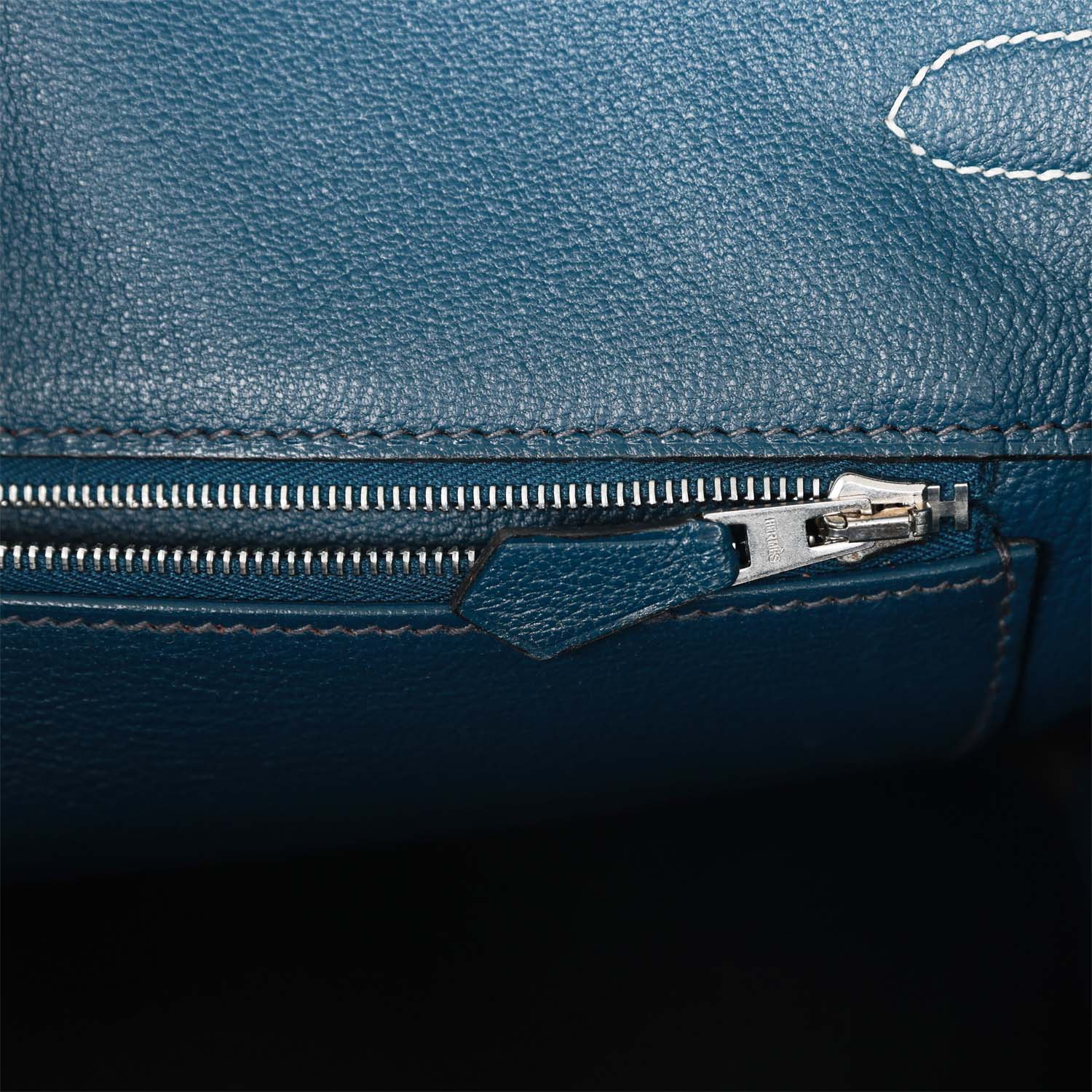 HMS Special Order (HSS) Birkin 35 Tricolor Gris Tourterelle, Bleu Jean, and Bleu de Malte Clemence Palladium Hardware
