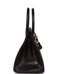 HMS Birkin 30 Black Matte Alligator Gold Hardware