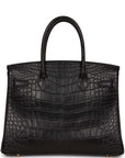 HMS Birkin 30 Black Matte Alligator Gold Hardware