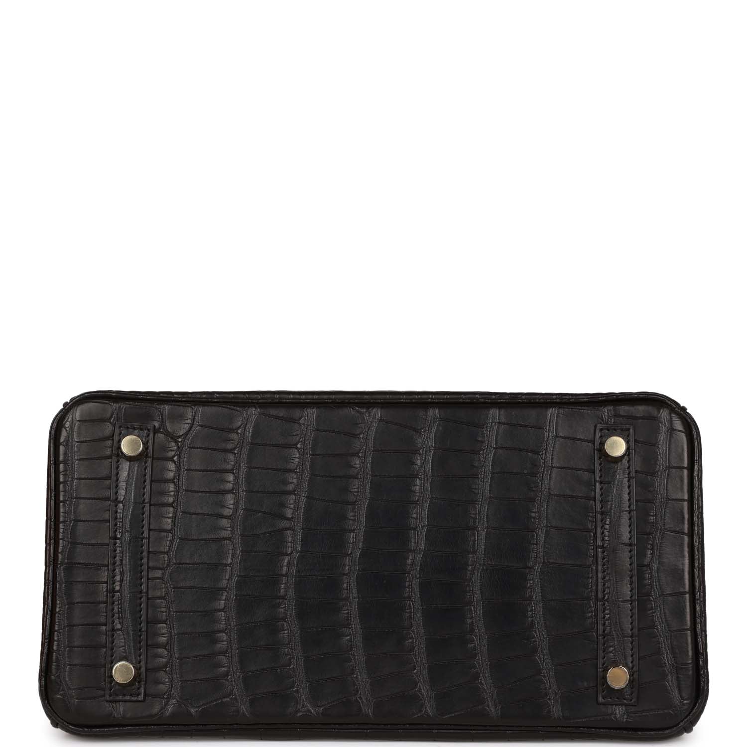 HMS Birkin 30 Black Matte Alligator Gold Hardware