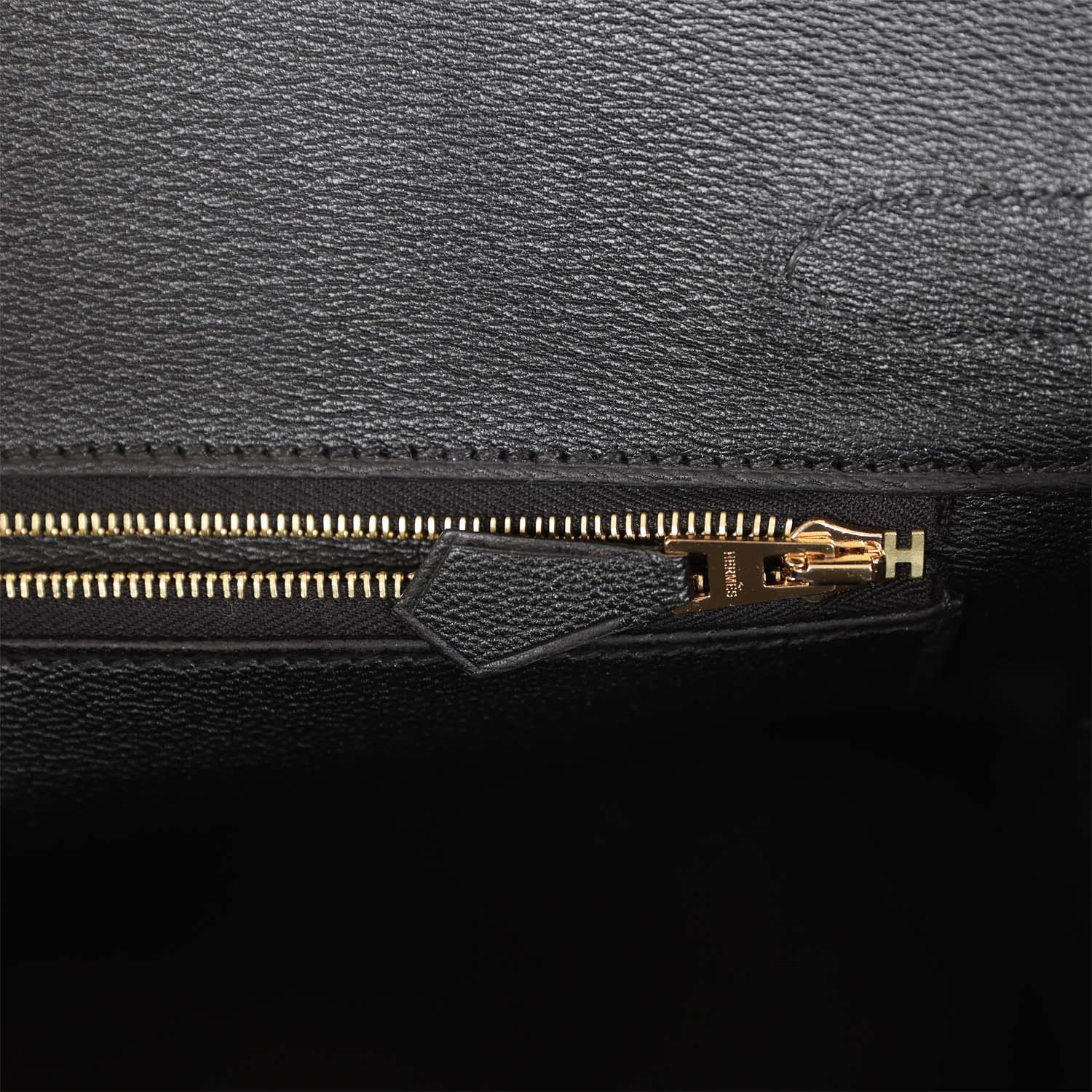 HMS Birkin 30 Black Matte Alligator Gold Hardware