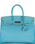 Top Quality HMS Birkin 35 Celeste Candy Epsom Palladium Hardware
