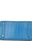 Top Quality HMS Birkin 30 Bleu Mykonos Matte Alligator Palladium Hardware