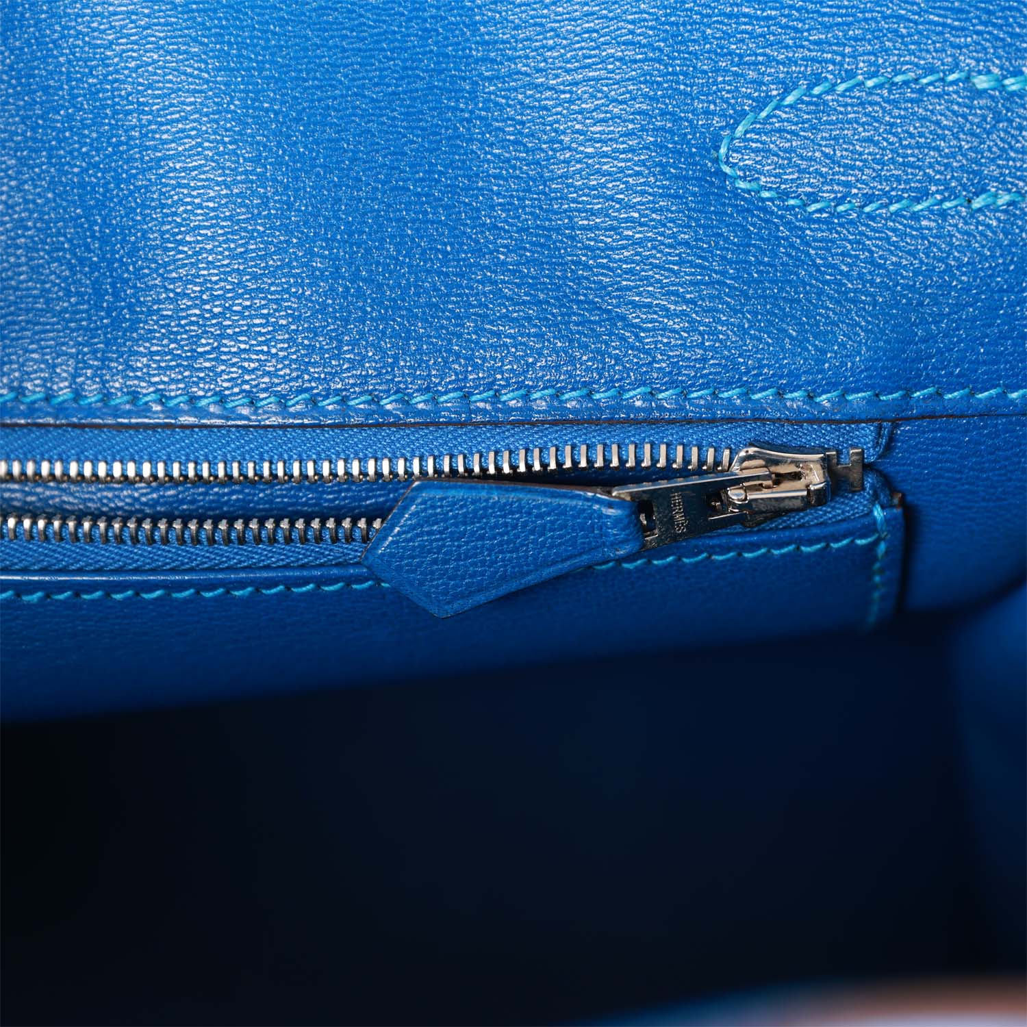 Top Quality HMS Birkin 30 Bleu Mykonos Matte Alligator Palladium Hardware
