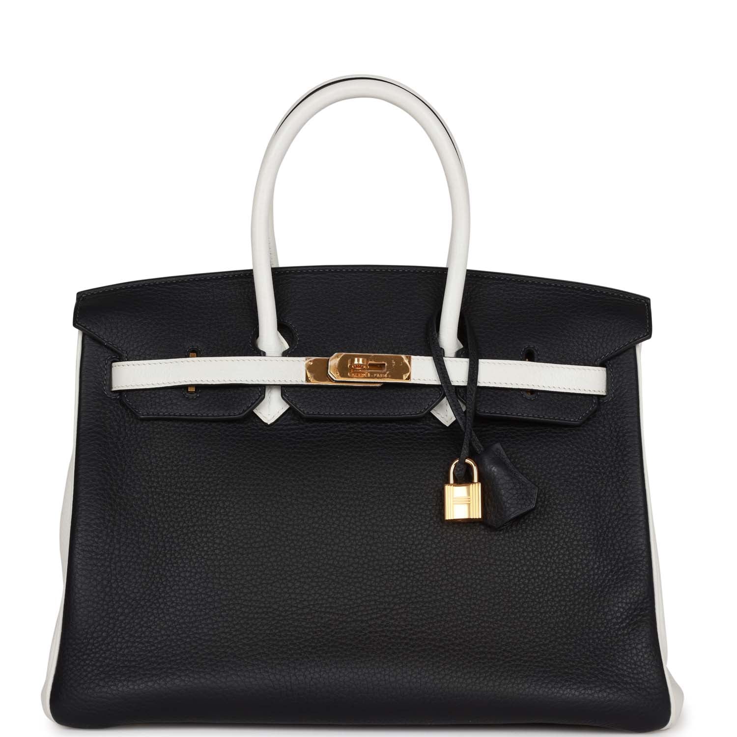 Top Quality HMS Special Order (HSS) Birkin 35 Black and White Clemence Gold Hardware