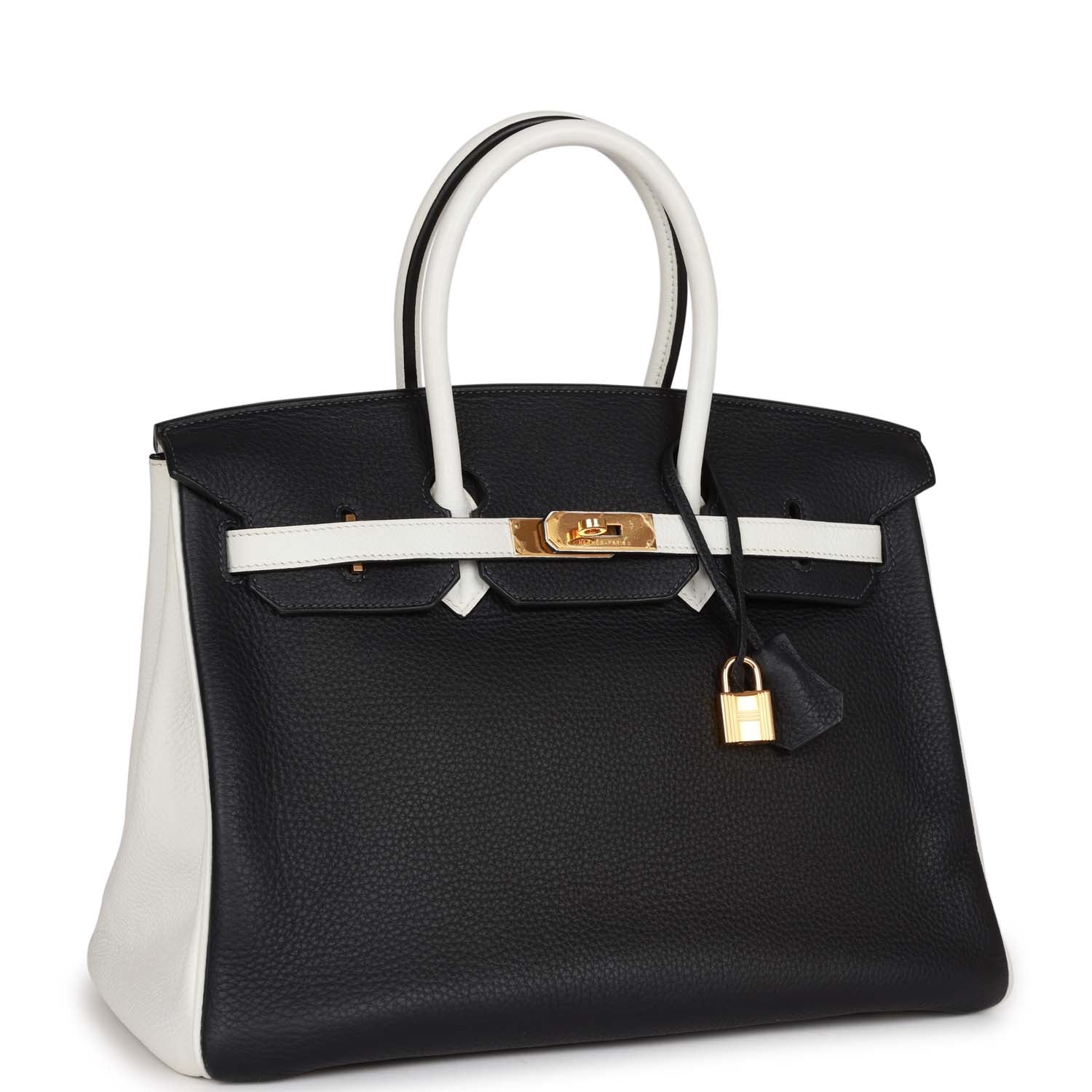 Top Quality HMS Special Order (HSS) Birkin 35 Black and White Clemence Gold Hardware