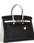 Top Quality HMS Special Order (HSS) Birkin 35 Black and White Clemence Gold Hardware