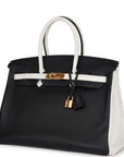 Top Quality HMS Special Order (HSS) Birkin 35 Black and White Clemence Gold Hardware