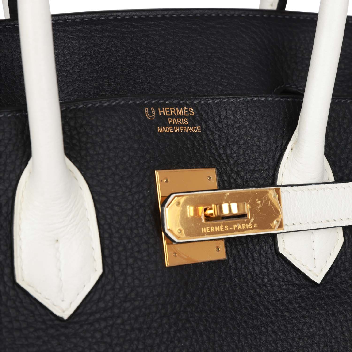 Top Quality HMS Special Order (HSS) Birkin 35 Black and White Clemence Gold Hardware