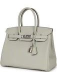 HMS Birkin 30 Gris Neve Togo Palladium Hardware