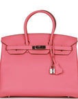 Top Quality HMS Birkin 35 Rose Lipstick Togo Palladium Hardware