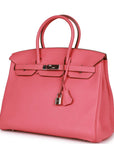 Top Quality HMS Birkin 35 Rose Lipstick Togo Palladium Hardware