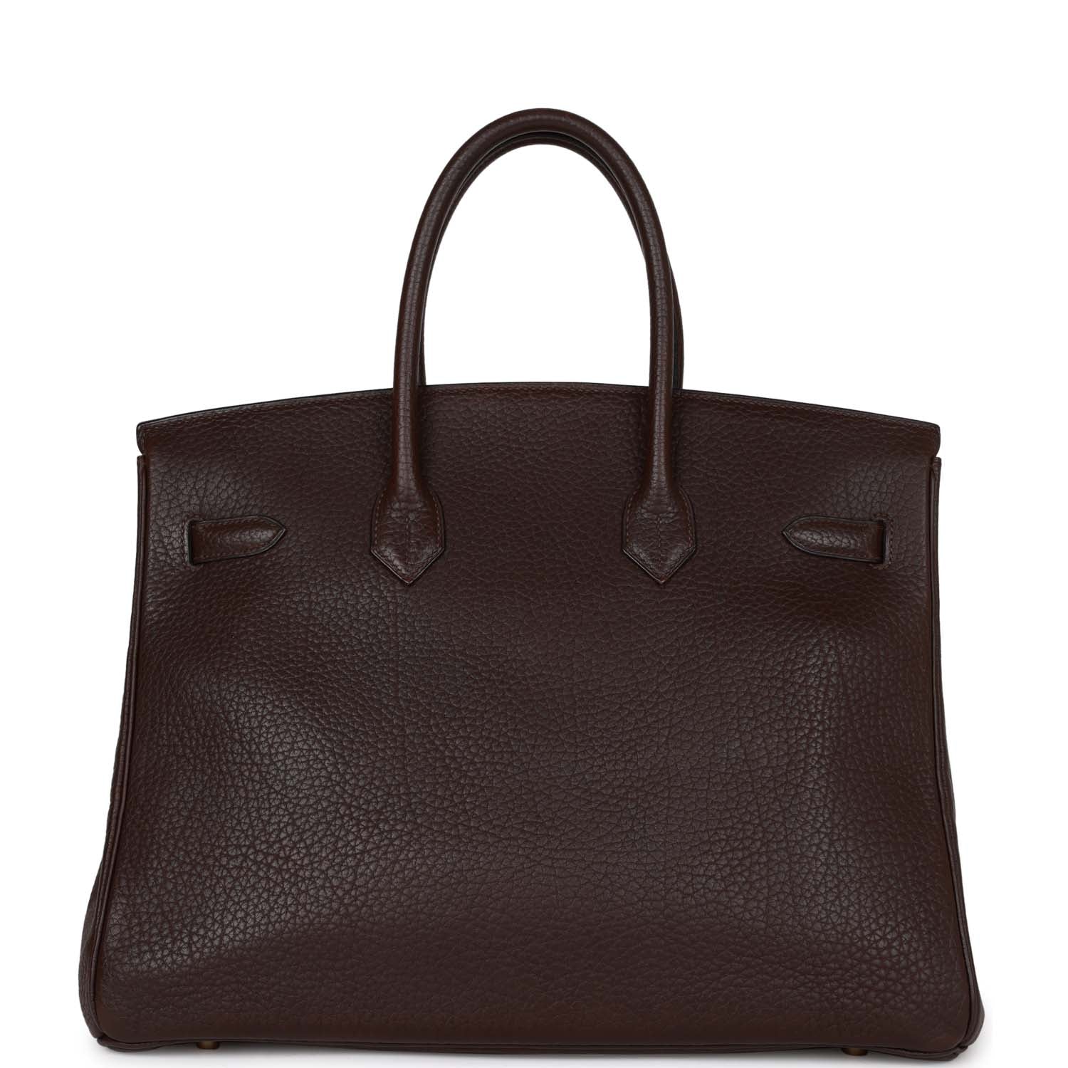 Vintage HMS Birkin 35 Marron Fonce Fjord Gold Hardware
