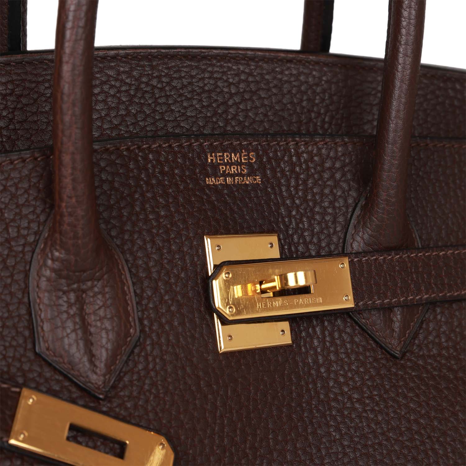 Vintage HMS Birkin 35 Marron Fonce Fjord Gold Hardware