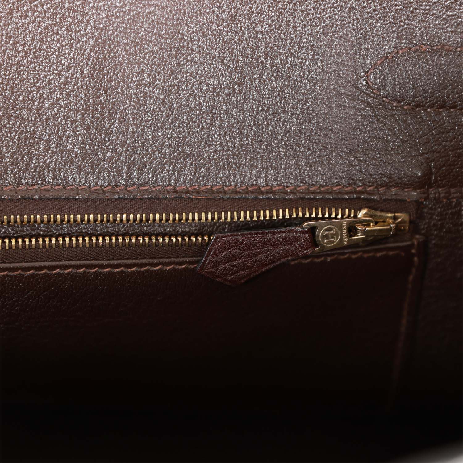 Vintage HMS Birkin 35 Marron Fonce Fjord Gold Hardware