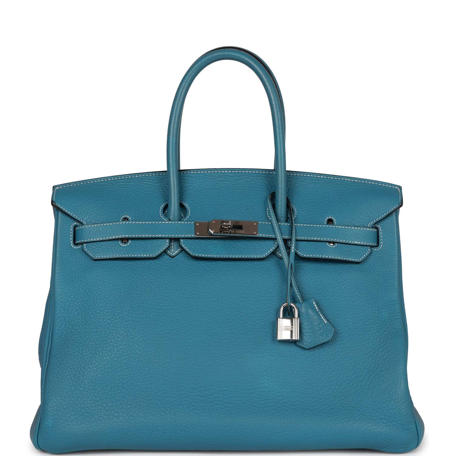 Top Quality HMS Birkin 35 Bleu Jean Togo Palladium Hardware