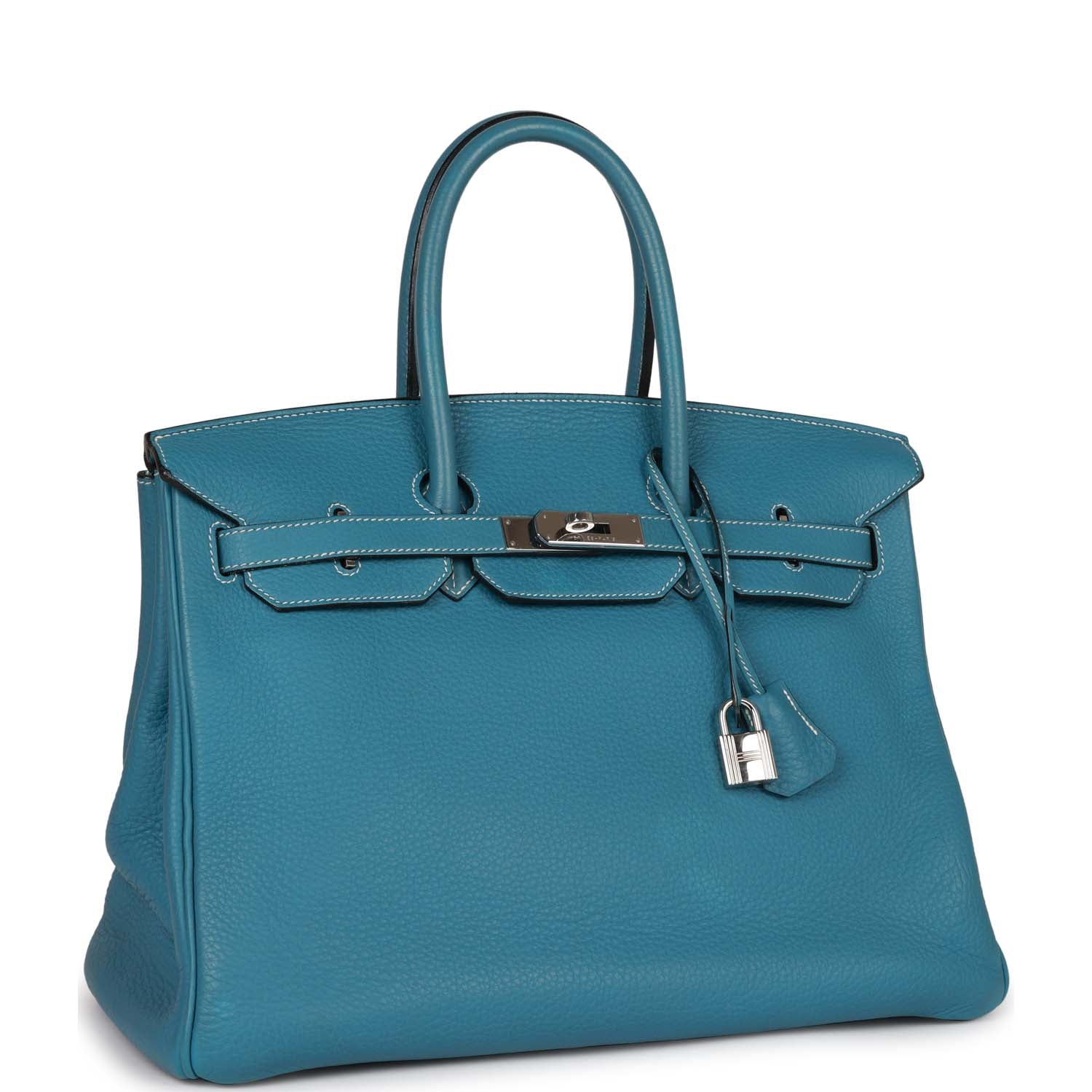 Top Quality HMS Birkin 35 Bleu Jean Togo Palladium Hardware