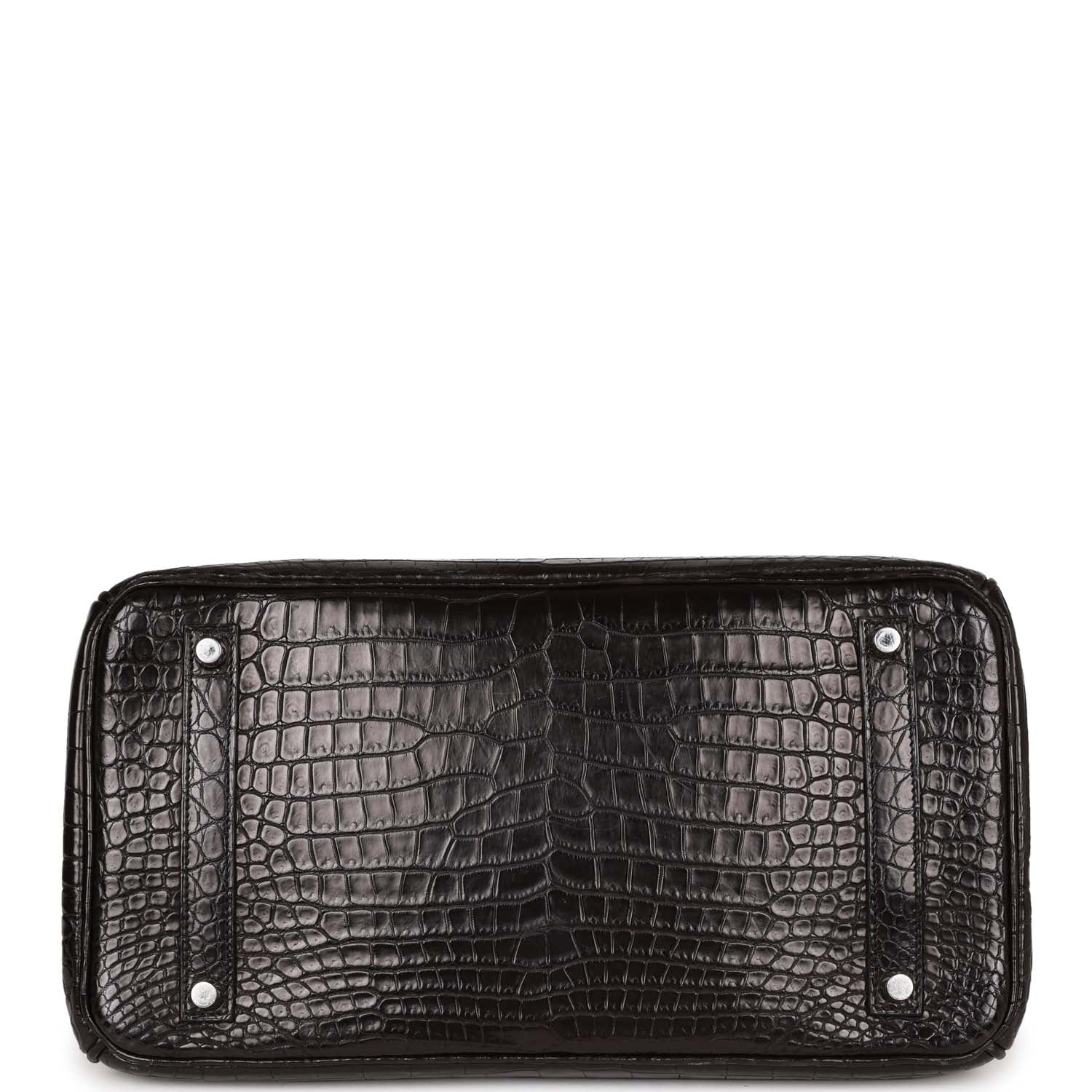 Top Quality HMS Birkin 35 Black Matte Crocodile Porosus Palladium Hardware