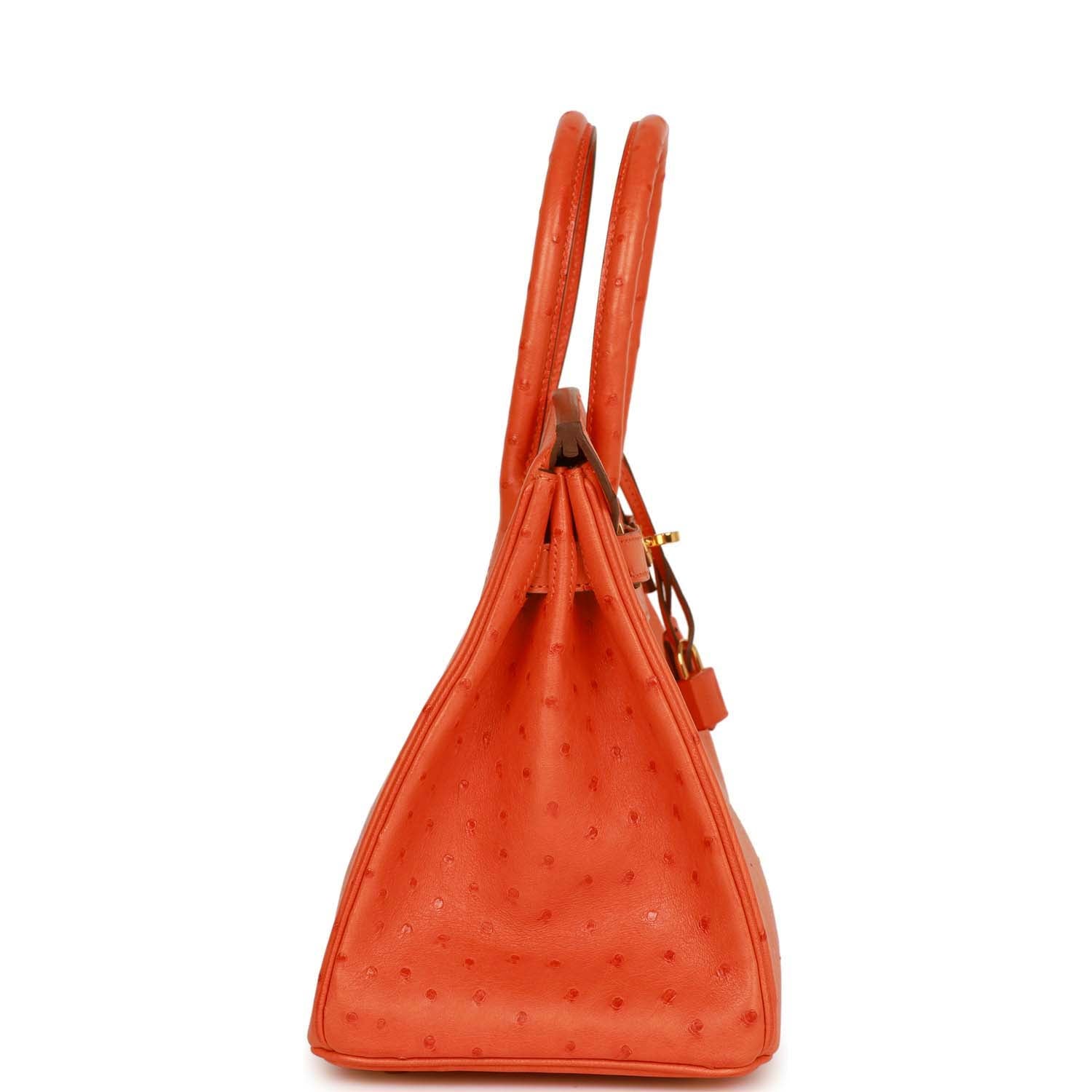 Top Quality HMS Birkin 30 Tangerine Ostrich Gold Hardware