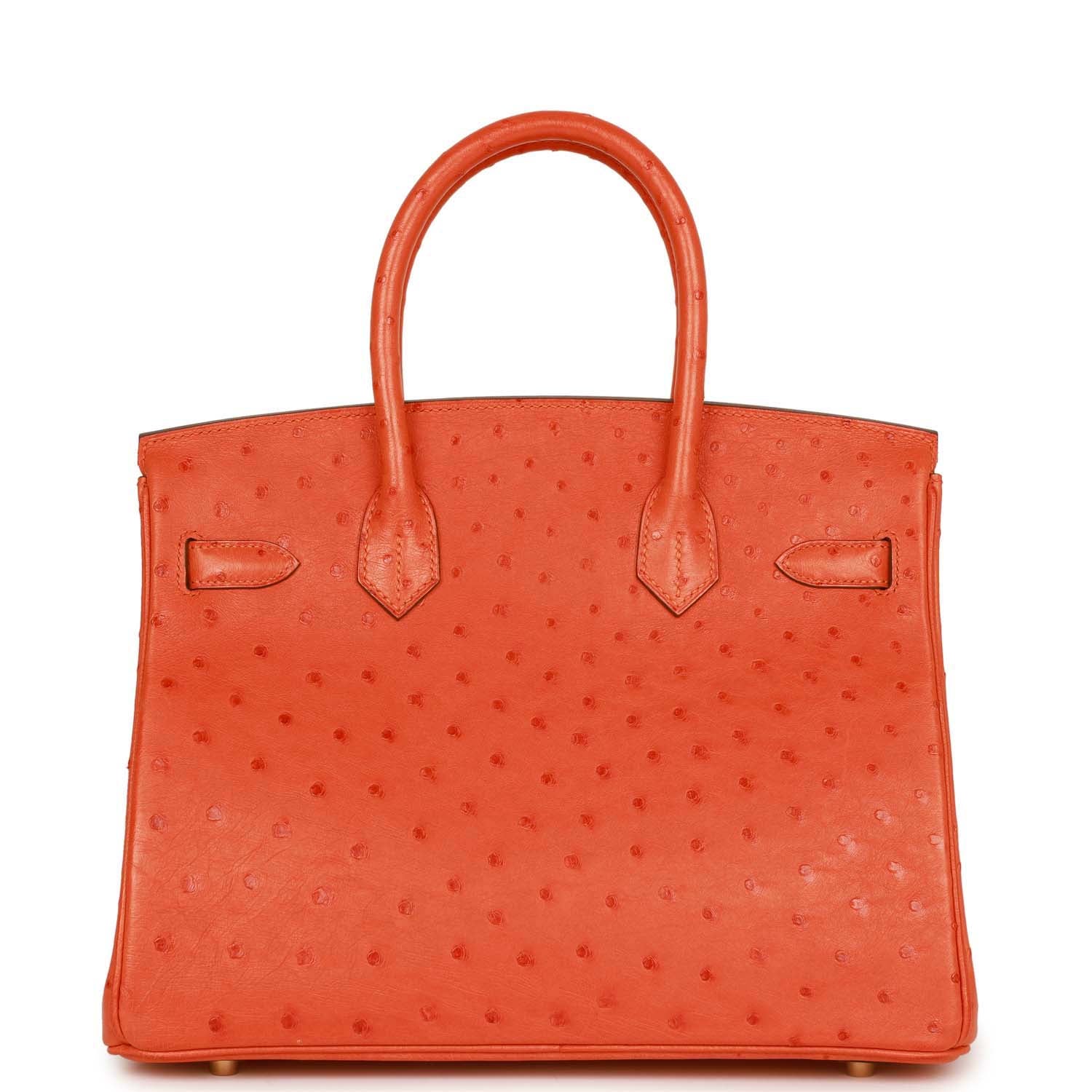 Top Quality HMS Birkin 30 Tangerine Ostrich Gold Hardware