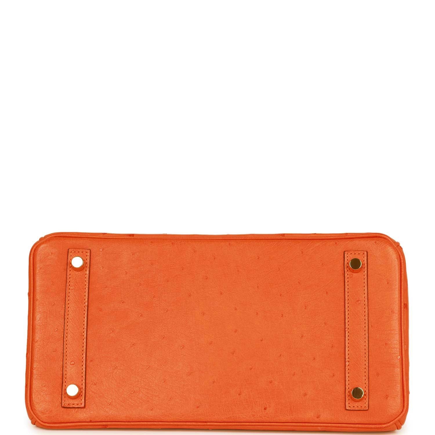 Top Quality HMS Birkin 30 Tangerine Ostrich Gold Hardware