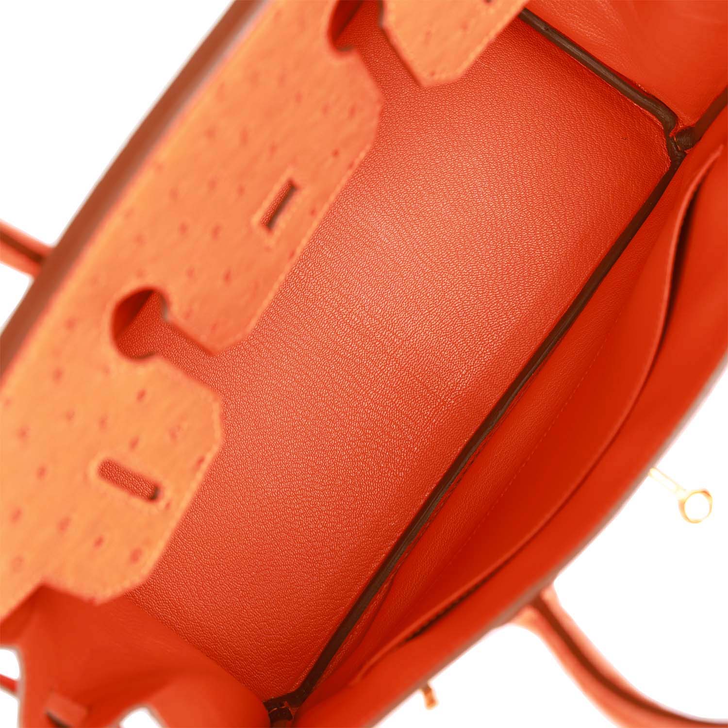 Top Quality HMS Birkin 30 Tangerine Ostrich Gold Hardware