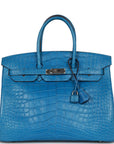HMS Birkin 35 Mykonos Matte Alligator Palladium Hardware