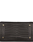HMS Birkin 25 Black Matte Porosus Crocodile Gold Hardware