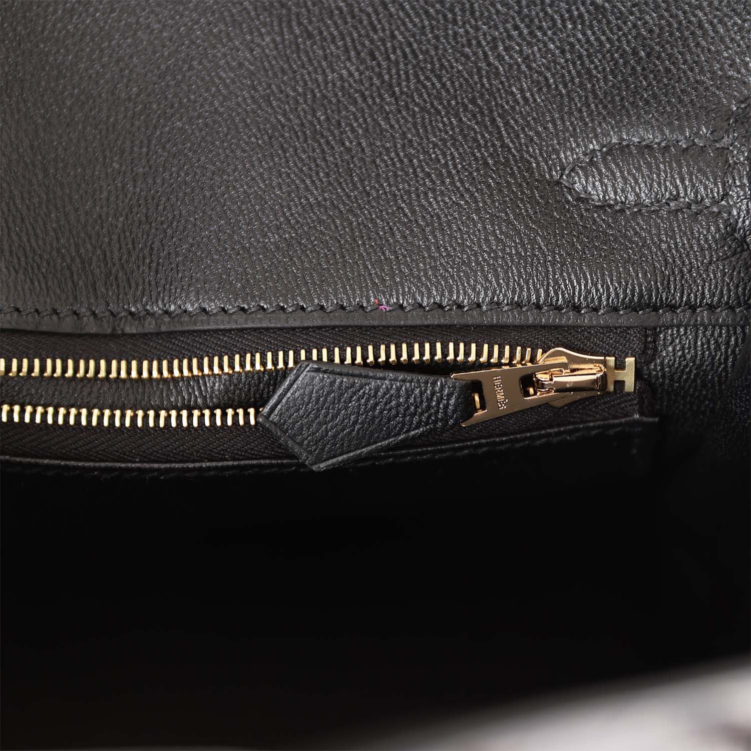 HMS Birkin 25 Black Matte Porosus Crocodile Gold Hardware