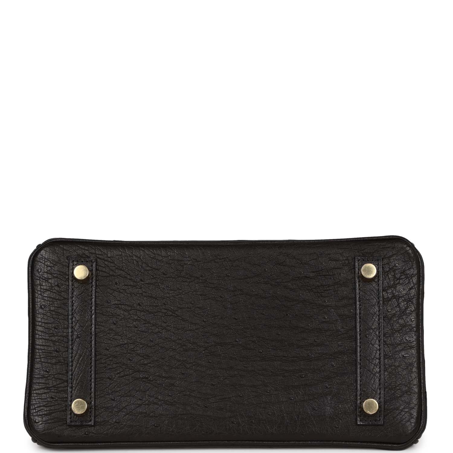 HMS Birkin 25 Black Ostrich Gold Hardware
