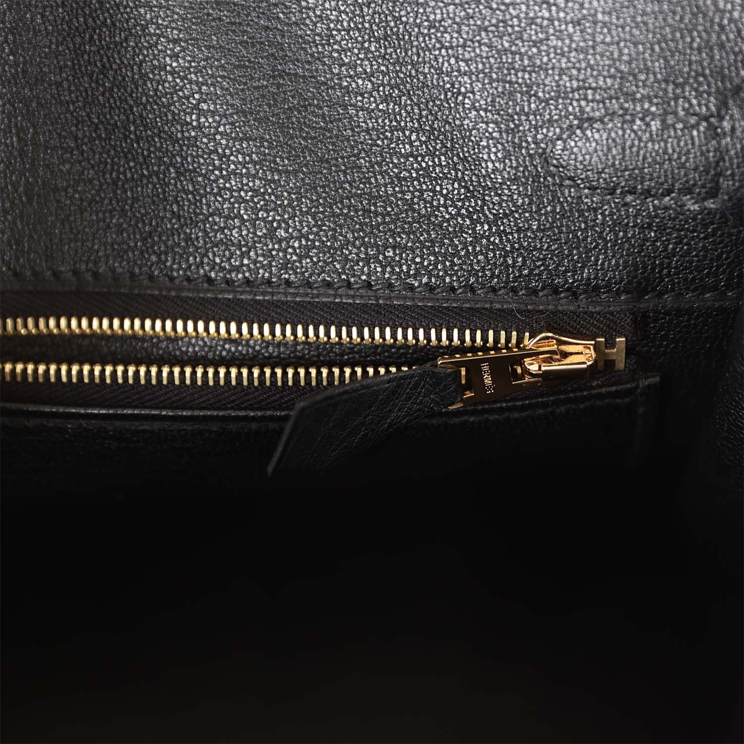 HMS Birkin 25 Black Ostrich Gold Hardware