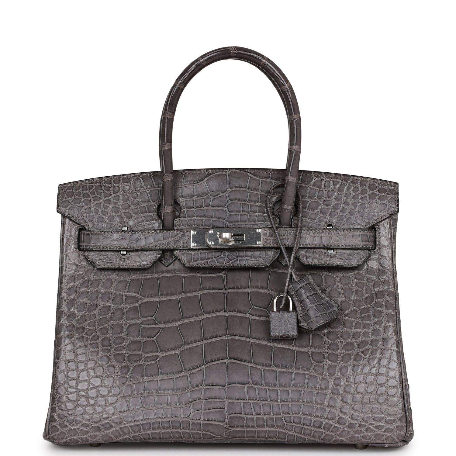 Top Quality HMS Birkin 30 Gris Paris Matte Alligator Palladium Hardware