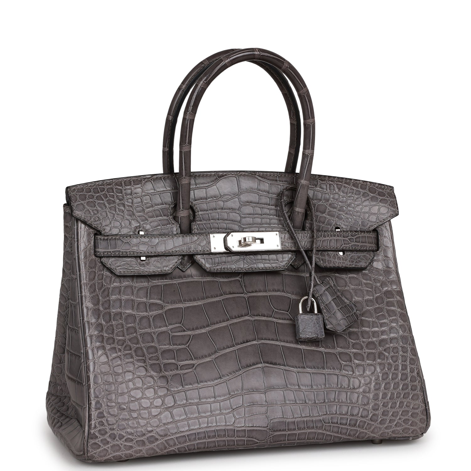 Top Quality HMS Birkin 30 Gris Paris Matte Alligator Palladium Hardware