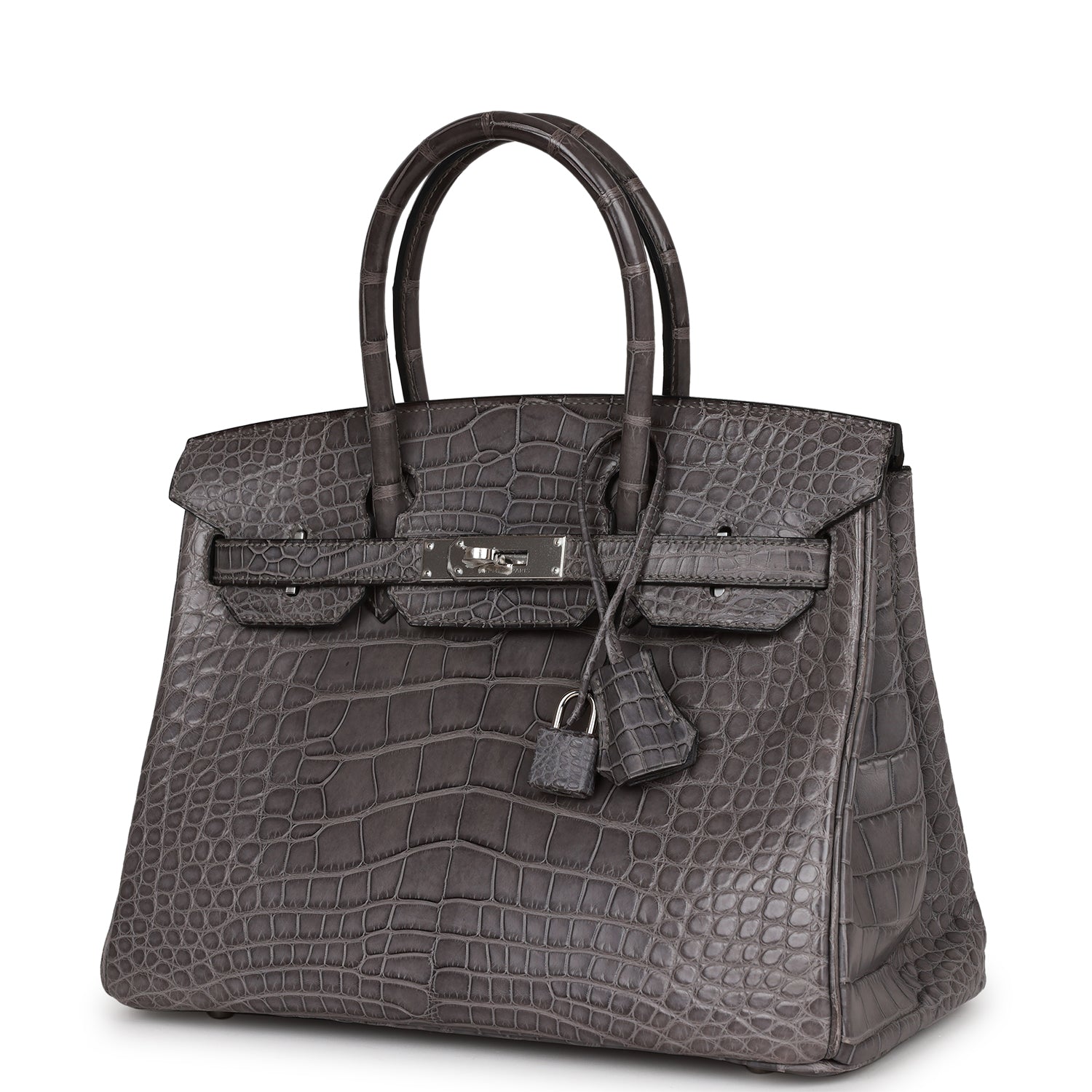 Top Quality HMS Birkin 30 Gris Paris Matte Alligator Palladium Hardware