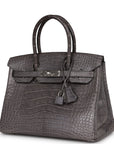 Top Quality HMS Birkin 30 Gris Paris Matte Alligator Palladium Hardware