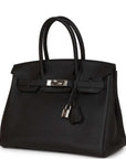 Top Quality HMS Birkin 30 Black Togo Palladium Hardware