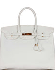 HMS Special Order (HSS) Birkin 35 White Clemence Gold Hardware