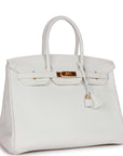 HMS Special Order (HSS) Birkin 35 White Clemence Gold Hardware