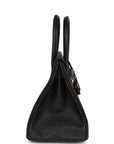 HMS Birkin 30 Black Ostrich Rose Gold Hardware