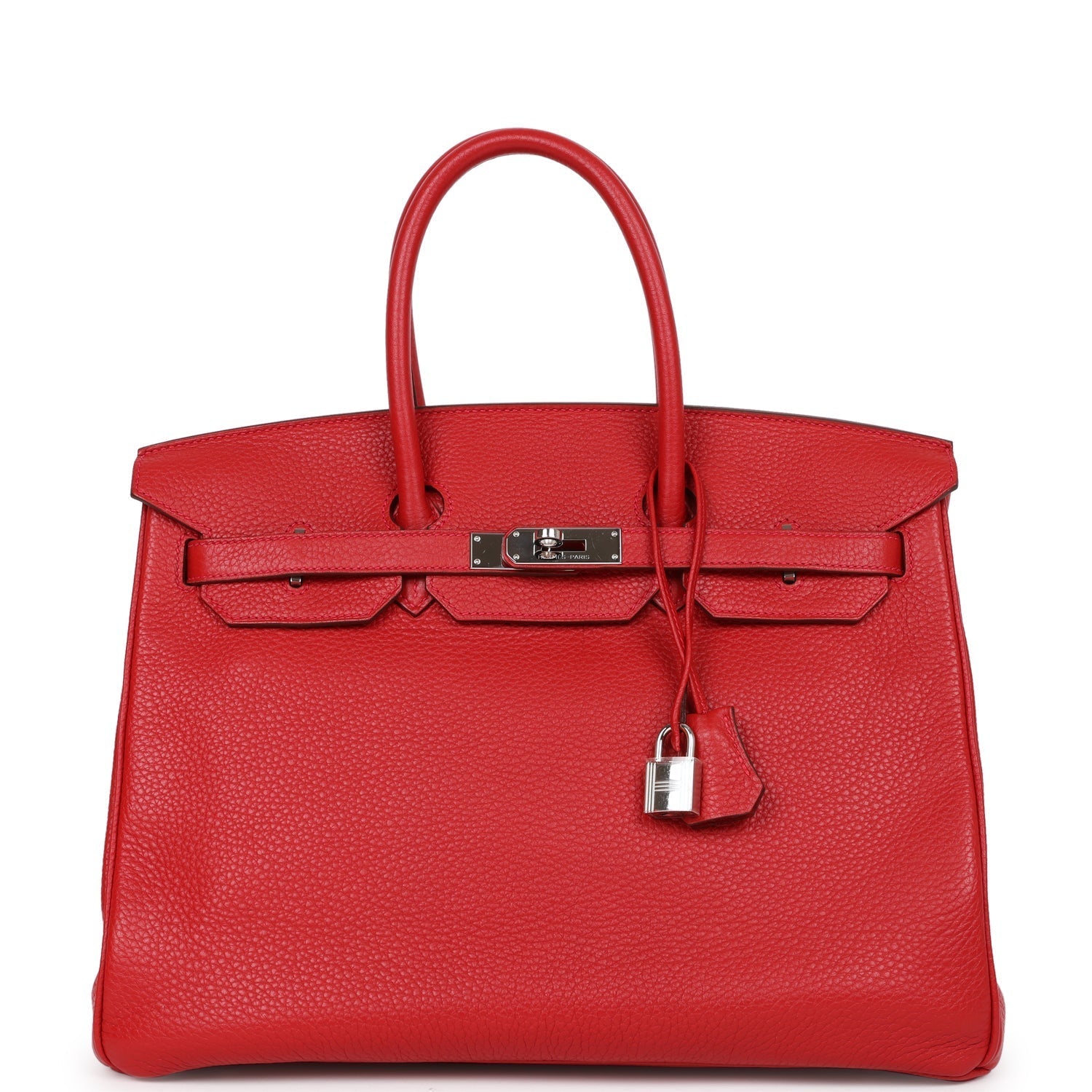 Top Quality HMS Birkin 35 Rouge Casaque Clemence Palladium Hardware